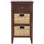 Transitional Cherry Brown Pine Wood Side Table with 3 Drawers