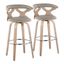 Set of 2 Light Gray Faux Leather and White Washed Wood Swivel Barstools