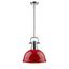 Transitional Chrome/Red Duncan Large Pendant with Glass Diffuser