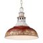 Rustic 13" Vintage Steel Pendant with Antique Red Shade