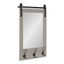 Cates 18x28 Graywash Rustic Farmhouse Wall Mirror with Hooks