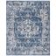 Blue Floral Motif Synthetic Low Pile Area Rug