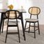 Cream and Black Woven Wood Counter Stools, Set of 2