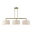 Meridian Antique Brass 3-Light Linear Chandelier with Oatmeal Shades