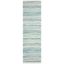 Ivory and Green Striped Handwoven Wool Cotton Runner Rug