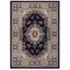 Navy Blue and Brown Synthetic Traditional Medallion Area Rug