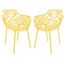 Devon Yellow Aluminum Modern Outdoor Dining Chair with Floral Cut-Out Design