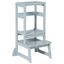 Gray Adjustable Height Wooden Kitchen Step Stool for Kids