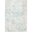 Ivory and Teal 4' x 6' Synthetic Non-Slip Rectangular Rug