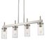 Winslett 35" Silver Pewter Linear Pendant with Ribbed Clear Glass