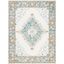 Ivory and Blue Medallion Wool 8' x 10' Handmade Rug