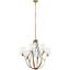 Natural Brass 6-Light Chandelier with White Drum Shades