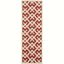 Red and Bone Geometric Low Pile Indoor/Outdoor Runner Rug