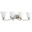 Brushed Nickel 4-Light Bath Fixture with White Etched Glass Shades