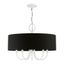 White and Black Fabric Drum 5-Light Mini Pendant Chandelier