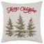 Natural Embroidered Merry Christmas Trees Square Throw Pillow