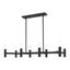 Black Steel 8-Light Linear Chandelier with Exposed Bulbs