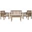 Transitional Acacia Wood 4-Person Outdoor Patio Set in Natural Beige