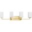 Cowan 33.5" Satin Brass 4-Light Dimmable Wall Sconce with Opal Glass Shades