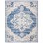 Ivory and Navy Synthetic Hand-Knotted Square Area Rug