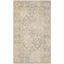 Ivory and Gray Synthetic Damask Area Rug with Border Embellishment