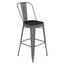 Vintage Style 23'' Black and Wood Metal Bar Stool with Poly Resin Seat