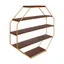 Walnut Brown and Gold Octagon Floating Wall Shelves