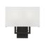 Pierson Rectangular Black Finish 2-Light Wall Sconce with Off-White Shade