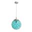 Aqua Sea Glass Globe Pendant with Brushed Nickel & Natural Rope Accent