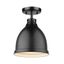 Transitional Matte Black Glass Flush Mount Light 9x12 in