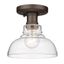 Modern Rubbed Bronze and Clear Glass Flush Mount Light