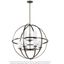 Alturas 9-Light Brushed Bronze Cage Chandelier with White Glass Shades