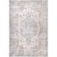 Gray Floral Synthetic 4' x 6' Washable Area Rug