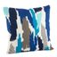 Ocean Blue Embroidered Brushstroke Cotton Throw Pillow