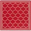 Red & Beige Square Synthetic Easy-Care Indoor/Outdoor Rug