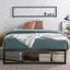 Abel 14" Black Metal Platform Bed Frame with Slats