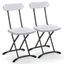 White Folding Chairs with Metal Frame and Ergonomic Backrest, Set of 2