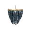 Blue Wood Bead 2-Tier Chandelier with Gold Frame