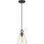 Harper Matte Black and Glass Conical Pendant Light