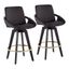 Cosmo Black Faux Leather Swivel Counter Stools with Gold Footrest, Set of 2