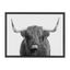 Black and White Highland Cow Canvas Portrait with Polystyrene Frame