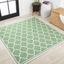 Cream and Green Synthetic Trellis 5' Square Reversible Rug