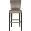 Transitional Gray Leather Bar Stool with Birch Wood Frame