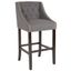 Elegant Saddle-Style 32" Dark Gray and Walnut Leather Barstool