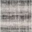 Ivory and Black Abstract Square Synthetic Accent Rug 4'x4'