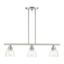 Elegant Brushed Nickel 3-Light Linear Chandelier with Hand-Blown Glass Shades