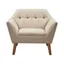 Tan Button Tufted Swivel Accent Chair with Wood Legs