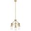 Everett Brushed Brass Mini 3-Light Chandelier with Clear Glass