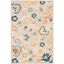 Beige and Blue Floral Hand-Tufted Wool Area Rug, 5' x 8'