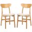 Transitional Retro High-Back Side Chair in Natural Wood & White Cushion